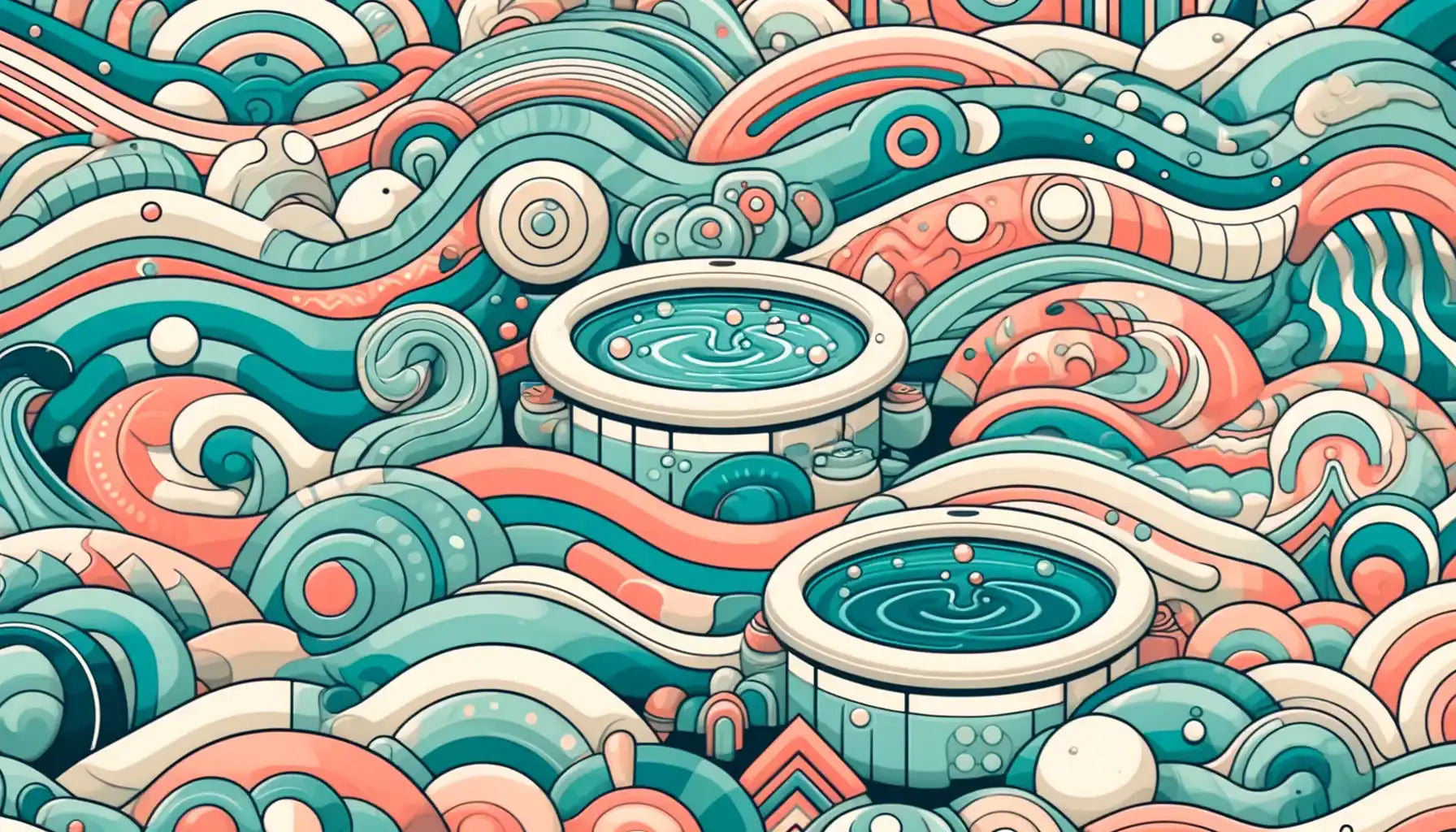 Whimsical, stylized hot tubs.