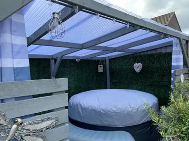 Covered hot tub.