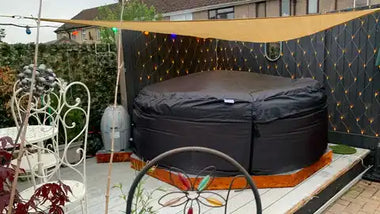 Covered hot tub.