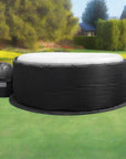 Custom Hot Tub Insulated Jacket On a Green Lawn With a Sleek Black Cover