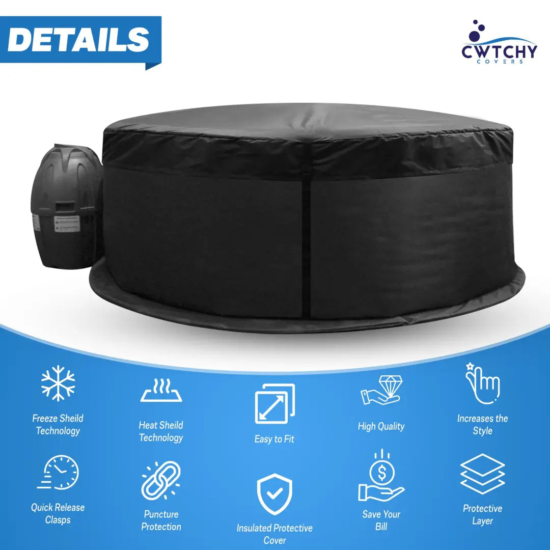 Black Inflatable Hot Tub Insulation Lid With Attached Pump Unit For Optimal Spa Maintenance
