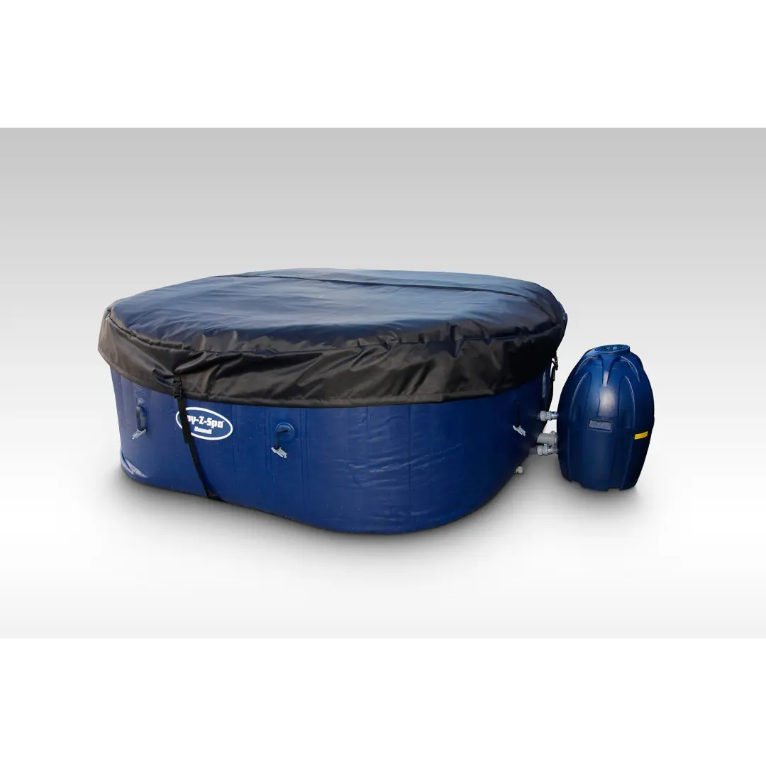Inflatable Hot Tub With Blue Base And Black Cover From Custom Inflatable Hot Tub Insulation Lid
