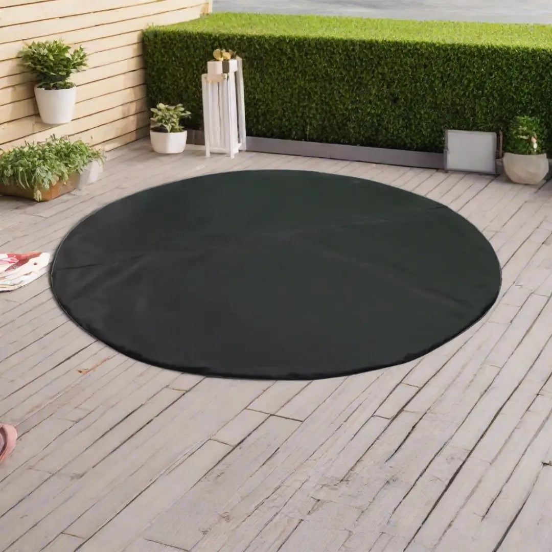 Insulated Hot Tub Mat For Wave Spa: Black Round Rug On Wooden Deck - Perfect For Wave Spa Atlantic