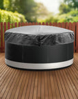 Insulated Thermal Cover For Hot Tub On Wooden Deck With Our Dark Gray Lid For Mspa