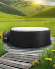 Large Inflatable Hot Tub With Insulated Jacket On Wooden Deck, Wave Spa Accessory