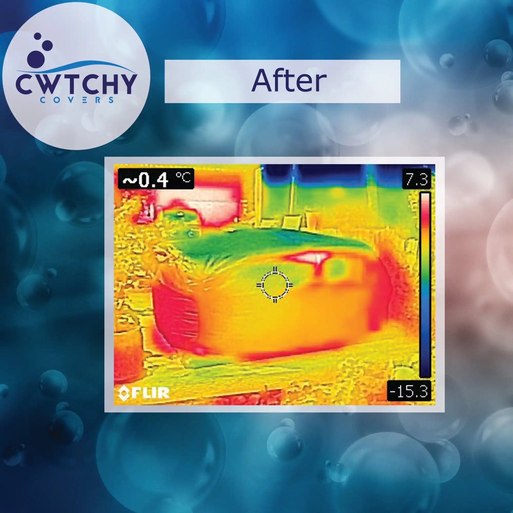Thermal image of a covered hot tub.