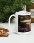 Cap’n Cwtch’s Cozy Comfort Mug With a Serene Outdoor Seating And Flowers Image