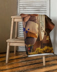 Wooden Step Stool With Cwtchy Covers Cap’n Cwtch Beach & Hot Tub Towel Draped Over It